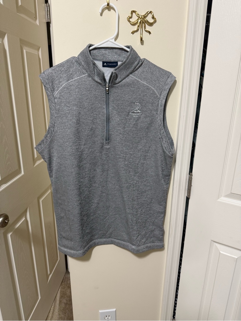 adidas Gray Sleeveless Quarter-Zip Vest